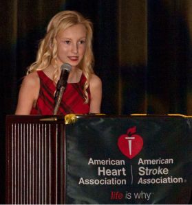Shannon speaking at American Heart Association event.
