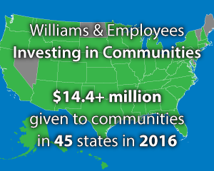 For Williams and employees, 2016 was a year of giving back