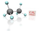 molecular model of ethane with label on white background