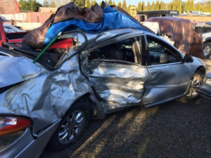car after accident - heavily damaged 