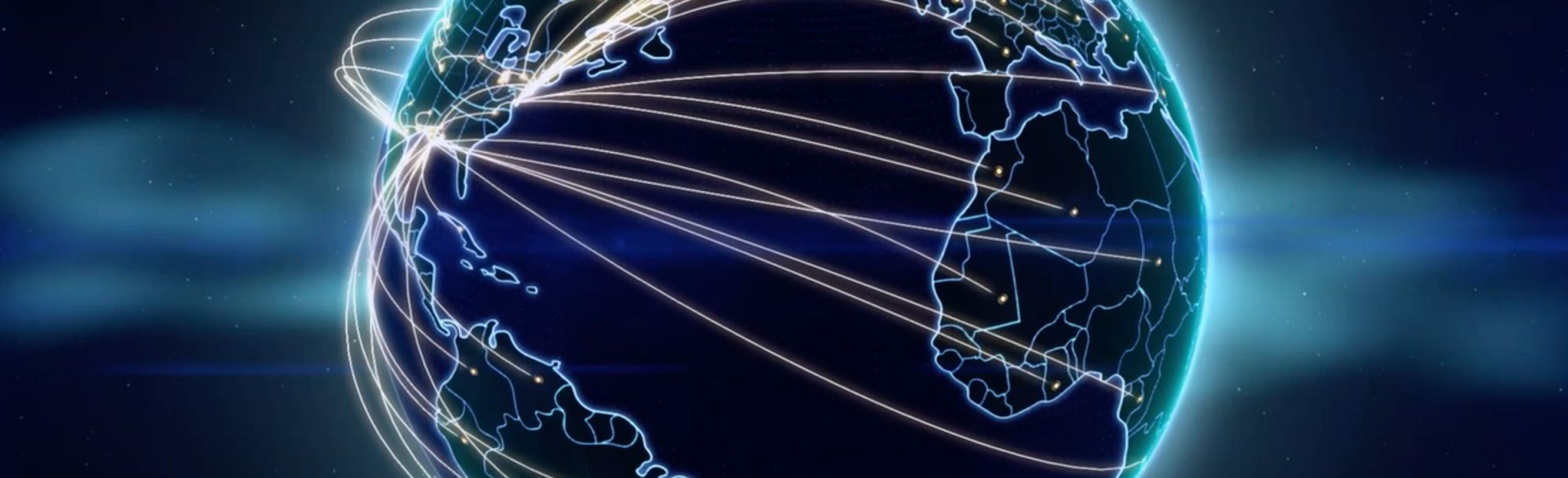 rendering of the earth with lines connecting various regions